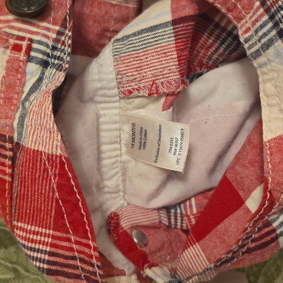 OshKosh B'gosh Red and White Plaid Overalls 18m - Picture 3 of 3